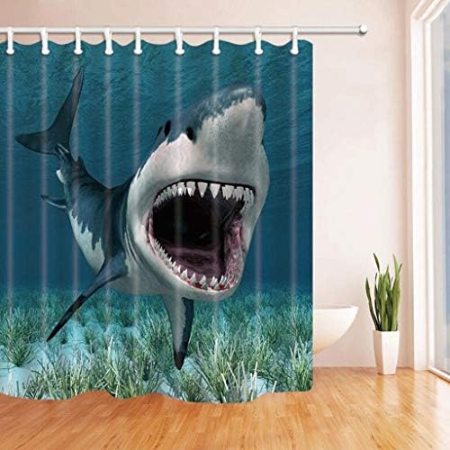BMY Simple And Stylish Printing 3D Shark Pattern Bathroom Shower Curtain Waterproof And Anti-mildew Polyester Shower Curtain (Size : 180 * 210cm)