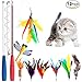 Peroom Cat Feather Toy, Cat Toy Wand Sold, 12 pcs Retractable Interactive Cat Teaser Wand Toy Set, Included 2 Wands & 10 Refills Feathers