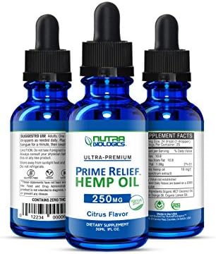 NutraBiologics: Prime Relief Hemp Oil (Citrus, 250 MG) โข Ultra-Pure - Smooth Taste - Premium Quality โข Full Spectrum Hemp Extract โข Supports relaxation, pain relief, better sleep