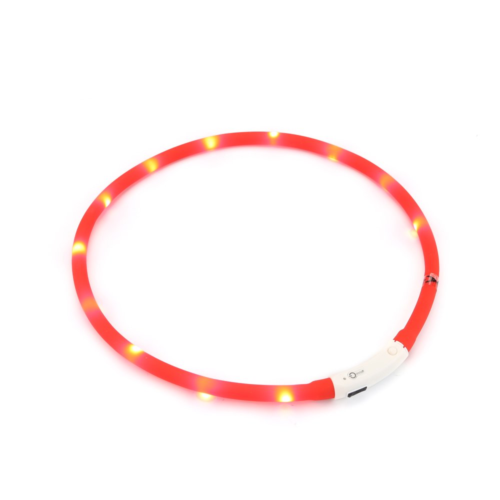 ZOGIN Collar de perro LED, collar de seguridad recargable USB para perro gato y otro animal doméstico, color rojo