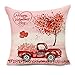 Hexagram Valentines Day Pillow Covers 18 x 18 Inch, Valentines Decoritions Throw Pillow Cover, Red Truck Linen Pillow Cover Cushion Case for Living Room Couch Sofa Valentine's Day Home Decor
