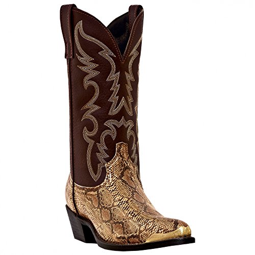 Laredo Men's 12" Monty Western J Toe Cowboy Boots Brown/Gold Snake Print 15 EW