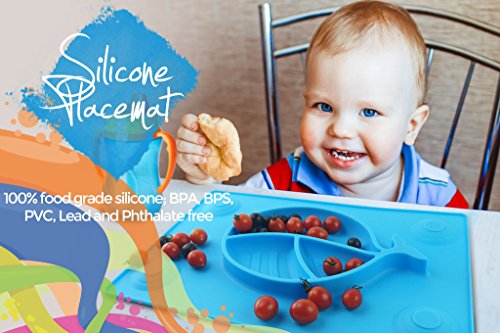 image for KiddyByte Children Silicone Placemat With Suction Cups for Maximum Hol