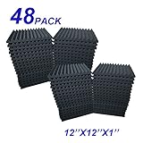 48 Pack Acoustic Foam Panel Wedge Studio Soundproofing Wall Tiles 12" X 12" X 1"