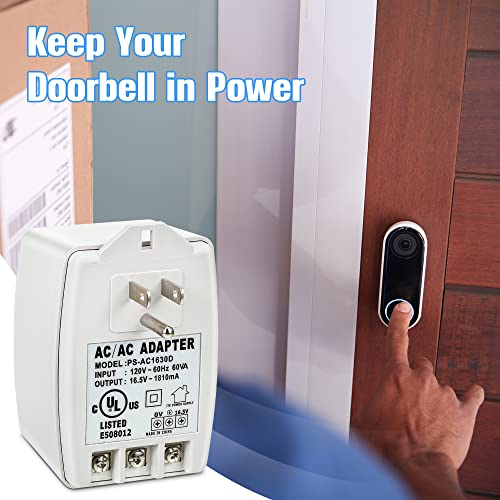 Doorbell Transformer 16VAC 30 VA AC Plug in Adapter with PTC Fuse