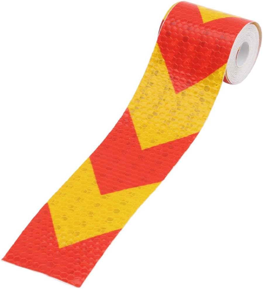 Yunso3M Warning Tape Hazard, Arrow Reflective Tape Waterproof Fluorescent Safety Tape (Red & Yellow)