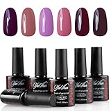Yaoshun Nail Starter Kits 6 Colors Gel Nail Polish Soak Off Lacquer UV LED Lamp Manicure 10ML