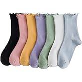 GuaziV Women's Ruffle Socks, Womens Fun Novelty Crew Colorful Fashion Casual Socks