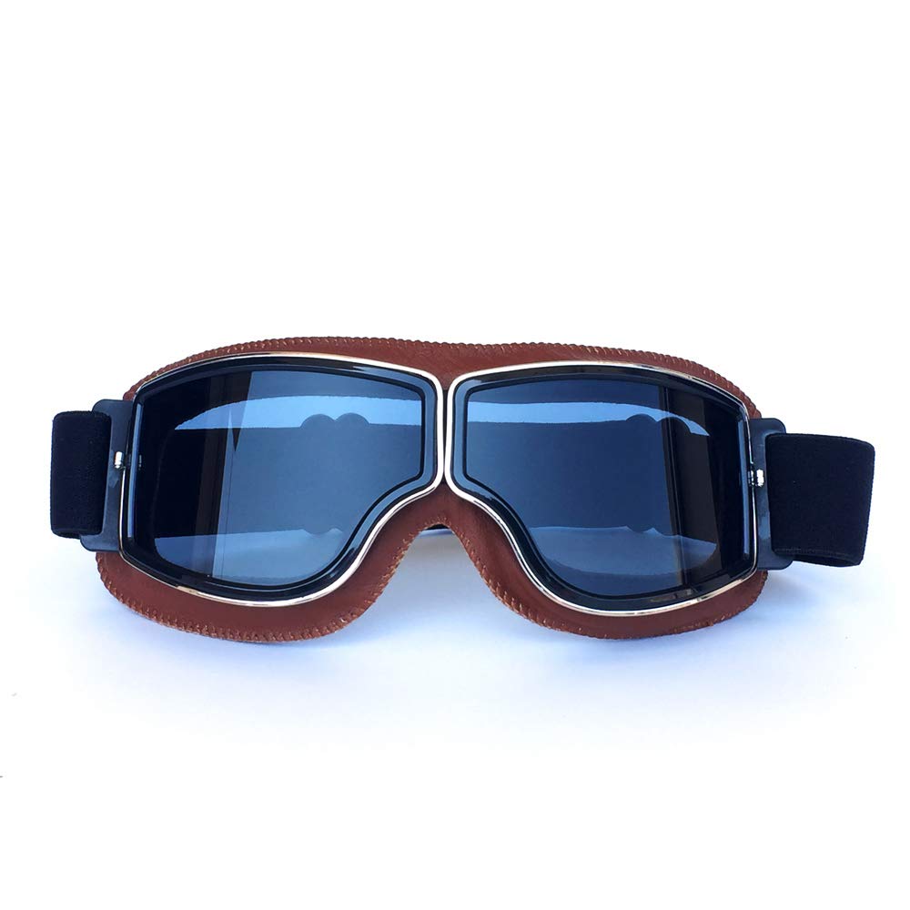 HONCENMAX Motorcycle Goggles Sports Sunglasses - for Helmet Eyewear - Outdoor Motocross Goggles - Brown Frame Gray Lens