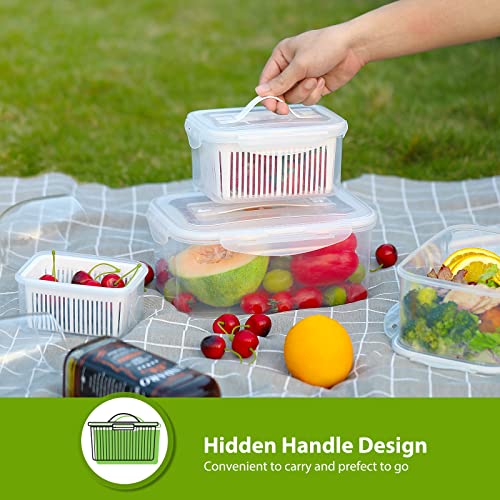 Luxear Produce Contenedores de Almacenamiento sin Bpa, Almacenamiento de Verduras y Frutas Frescas con Sistema de Control de Ventilacion y Division Ajustable, 5 Contenedores 0.7+1.35+2.3+3.8+5.8 L, Blanco