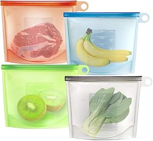 Reusable Silicone Food Storage Bags,Silicone Food Bag Airtight Seal Food Preservation Bags/Versatile Preservation Bag Container for Vegetable,Meat,Lunch,Fruit