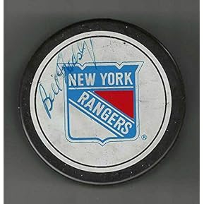 Bill Gadsby Signed New York Rangers Ziegler Official Game Puck - Autographed NHL Pucks