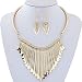 Fheaven Womens Luxury Metal Tassels Pendant Chain Bib Necklace Earrings Jewelry Set (Gold)