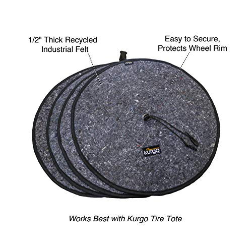 Kurgo Wheel Felts, Works with Tire Totes, Winter Tire Rim Cover, Universal Fit, Felt Pads, Fits
