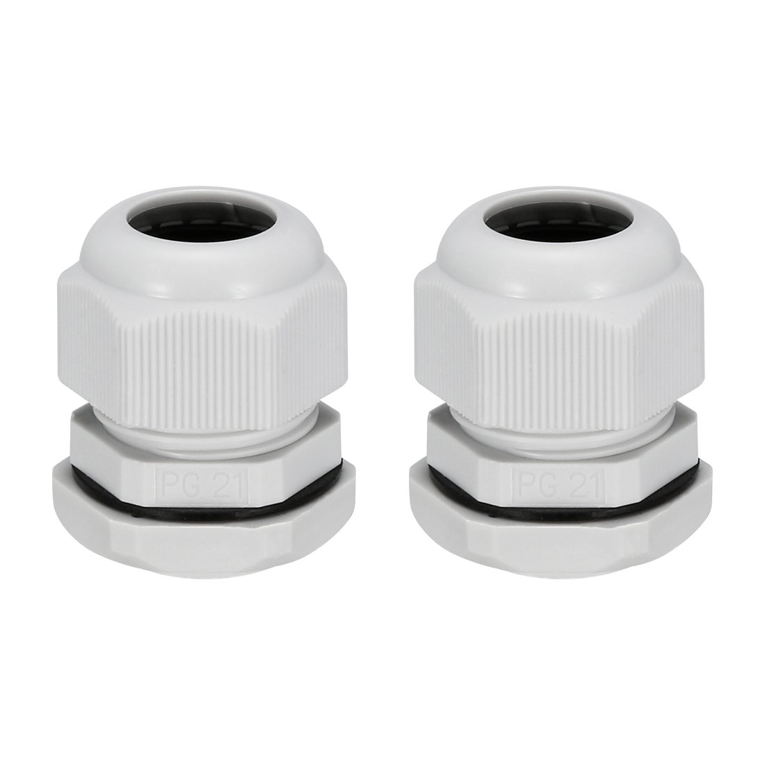 sourcing map 2Pcs PG21 Cable Gland Waterproof Connector Plastic Wire Glands Joints White for 13-18mm Dia Wires