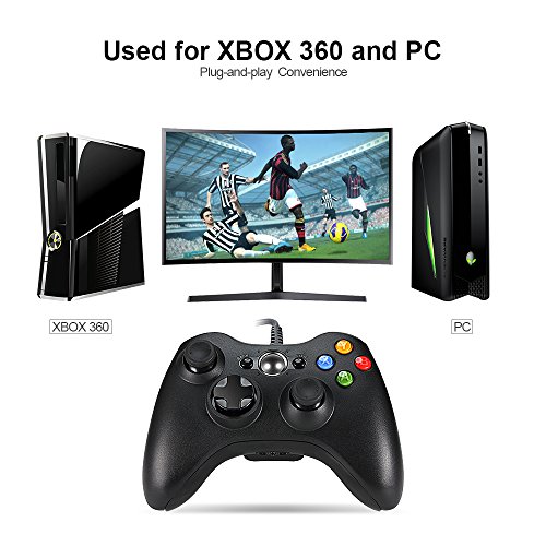 Wired PC Controller, Wetoph GD03 USB Gamepad with Headset Slot for Xbox 360 and PC(Windows XP/7/8/10) Third party product-Black