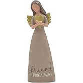 Blossom Bucket Friend for Always Heart Chocolate Brown 6 inch Resin Stone Angel Figurine (BB-1911-12692)