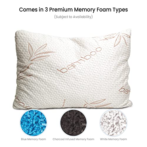 Sleepsia Bamboo Pillows King Size Set of 2 Memory Foam Pillows for