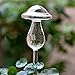 Calunce 2pcs Small Hand Blown Clear Glass Self Watering Aqua Globes,Mushroom
