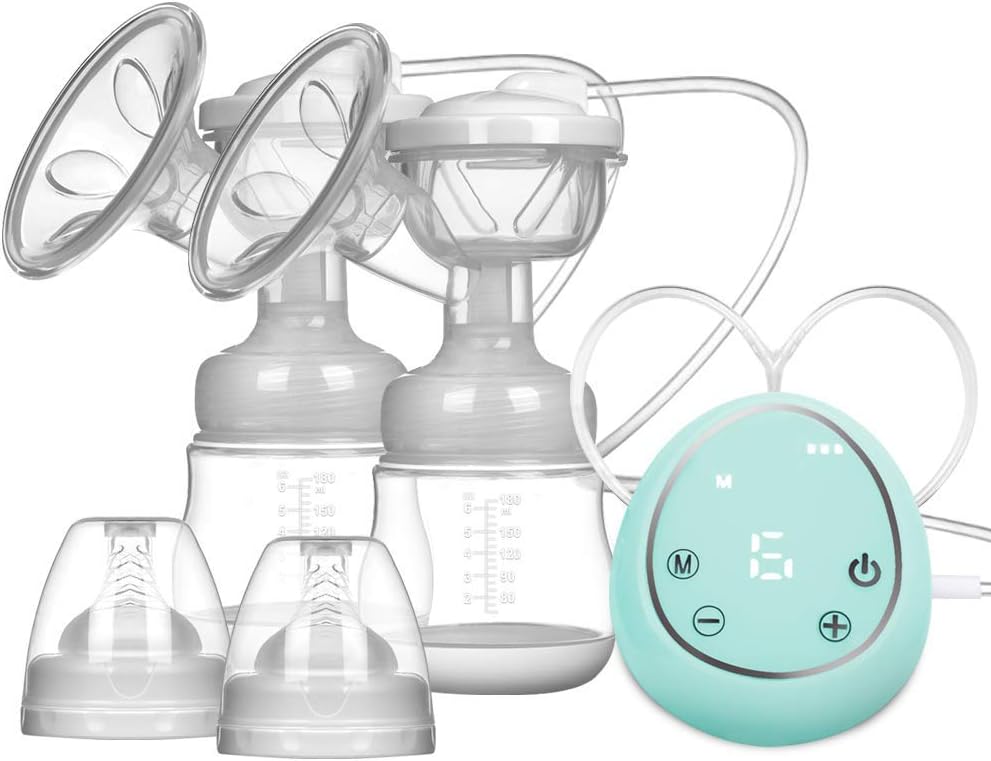 Quan jin Double Electric Breast Pump, Hospital-Grade Painless Breast Pump Rechargeable 3 Modes, 9 Powerful Breast-Feeding Breastfeeding Pumps, Bringing Comfort To Mothers,Blue