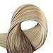 Full Shine Tape in Hair Extensions Color 3 and 8 Brown Fading to 613 Platinum Blonde 20PCS Human Hair Extensions Tape Ins 16 Inch Ombre Soft Hair Seamless Tape in Extensions for Women Real Hair 50g