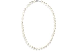 KEZEF Pearl Necklaces for Women - Simulated Faux Cream White Pearl Necklace 16" - 20" - Hand Knotted Strand - Pearl Sizes 8mm - 14mm - Pearl Choker Necklace - Jewelry Gifts for Girls and Men