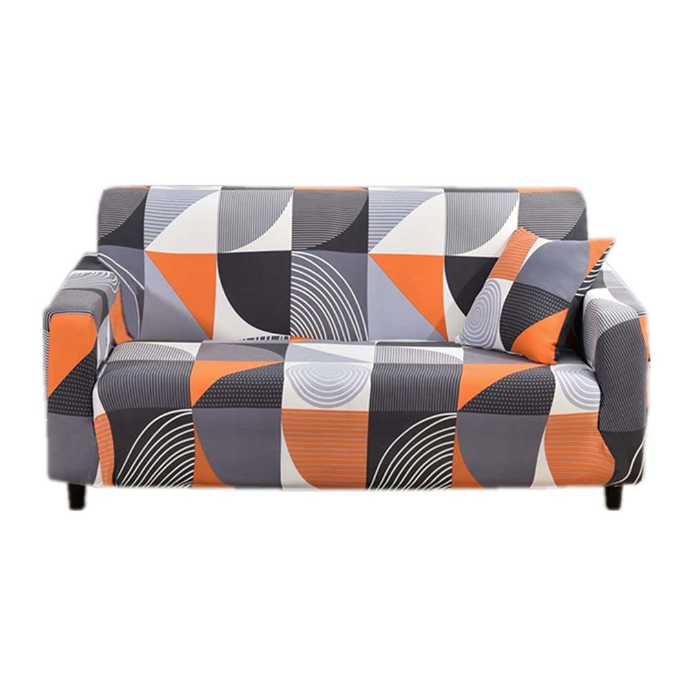 Hggzeg Sofa Cover, High Stretch Elastic Fabric 1 2 3 Seater Sofa Slipcover Chair Printed Couch Cover Non Slip Furniture Protector Cover, Machine Washable (3 Seater,Semicircle)