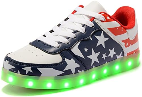 HengVanTong USB Charging 11 Colors LED Shoes , Light Up Flashing Fashion Sneakers For Mens &amp; Womens , Blue 43