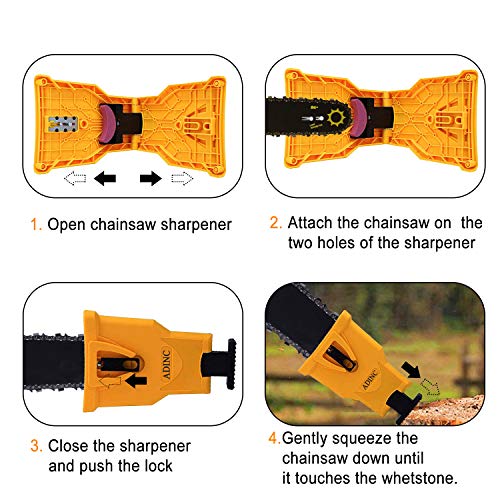 ADINC Chainsaw Sharpener Universal Chain Saw Blade Sharpener Fast Sharpening Stone Grinder Tools Bar Mounted Chainsaw Teeth Sharpener Fit for 14/16/18/20 Inch Chain Saw Bar with 2 Holes - Thumbnail 5