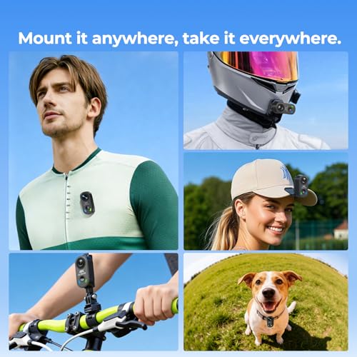 Action Camera 4K, Mini Body Camera with 64GB SD Card, Portable POV Camera for Vlogging, 150° Wide Angle WiFi Thumb Cameras with EIS Stabilization, Charging Case