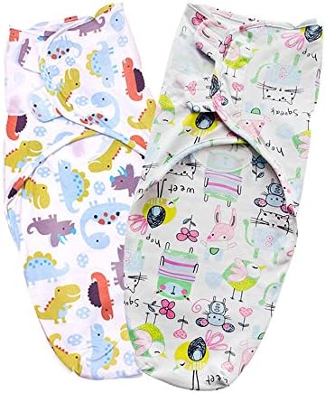 Conoza Cotton Baby Wraps Premium Quality Swaddle Blanket Set 2 Pack (0-3 Months), Available In 2 Cute &amp; Modern Patterns, Top Grade Baby Products