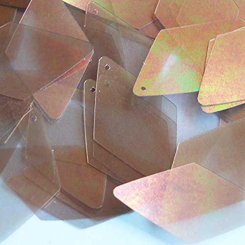 Crystal Bronze Iridescent Sequin Rainbow Diamond 1.75 inch Transparent See Thru Couture Loose Paillettes Made in USA.