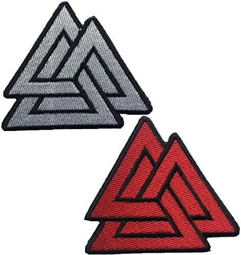 QTao UPA173 Hook &amp; Loop Velcro Valhalla Valknut Triangle Symbol Nordic Viking Odin Military Tactical Morale Patch 2pcs (Color -a)