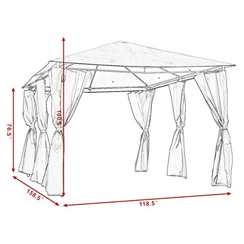 oldzon Outdoor 10'x13' Gazebo Canopy Tent Shelter Awning Steel Frame W/Walls Brown with Ebook