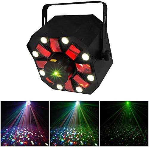 ZjRight Christmas Professional Stage Light DMX 512 3 in 1 RGBW LED Laser Party Disco KTV Light