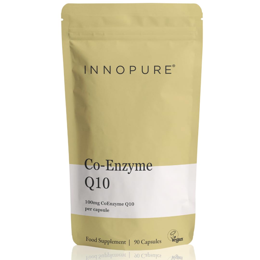 INNOPURE CoQ10 Supplement - 90 Capsules - 3 Month Supply - Each Capsule Providing 100mg of Pure Coenzyme Q10, Naturally Fermented, Vegan Approved - High Strength - Made in The UK