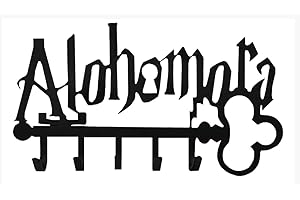Toaazhy Key Hooks for Wall Decoration,Alohomora Magic Theme,Wall Mounted Hooks Metal Key Holder for Entryway Key Cabinet,Kids Room Decor,Men,Hallway,Dog Leash,Garage,Matte Black,Halloween