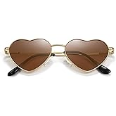 Eiuizah Polarized Heart Sunglasses for Women Men - Cute Trendy Sun Glasses Metal Frame UV400 Protection Lens