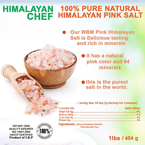 Himalayan Chef Pink Salt Coarse Stand Up Bag w/Window,100% Pure Natural Himalayan Pink Salt - 1 LBS