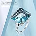 SZJINAO Sterling Sliver Rings Vintage Synthetic Blue Topaz Big Stone Rings for Women Silver Jewelry Wedding Gift