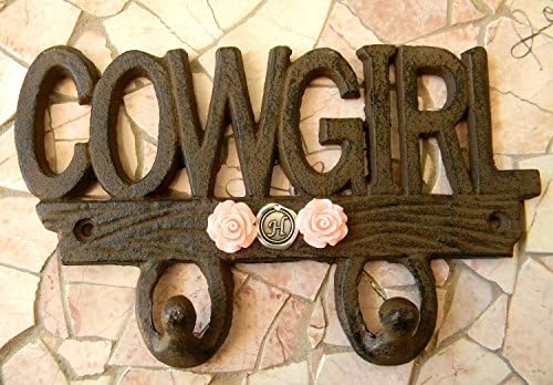 Cowgirl Monogram Cast Iron Wall Hook,Choice of Colors, Silver Initial Country Western Decor