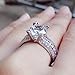 Newshe Jewellery Round Pink Cz 925 Sterling Silver Wedding Band Engagement Ring Sets Size 5-12