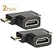 SHD HDMI Adapter 2 In 1 Mini HDMI and Micro HDMI Male to HDMI Female T HDMI Coupler Gold plated HDMI Cable Connector-2Pack