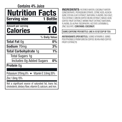 BAI ANTIOXIDANT INFUSED WATER BEVERAGE, MOLOKAI COCONUT, WITH VITAMIN C AND NO ARTIFICIAL SWEETENERS, 18 FLUID OUNCE BOTTLE, 6 PACK