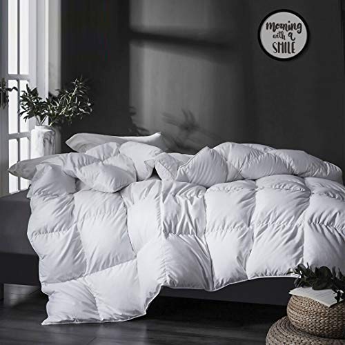 APSMILE Luxurious King Goose Feathers Down Comforter, UltraSoft Pima