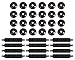 LEGO Parts and Pieces: Small Black Train Wheel, 1x4 Black Wheels Holder Pack - 36 Pieces