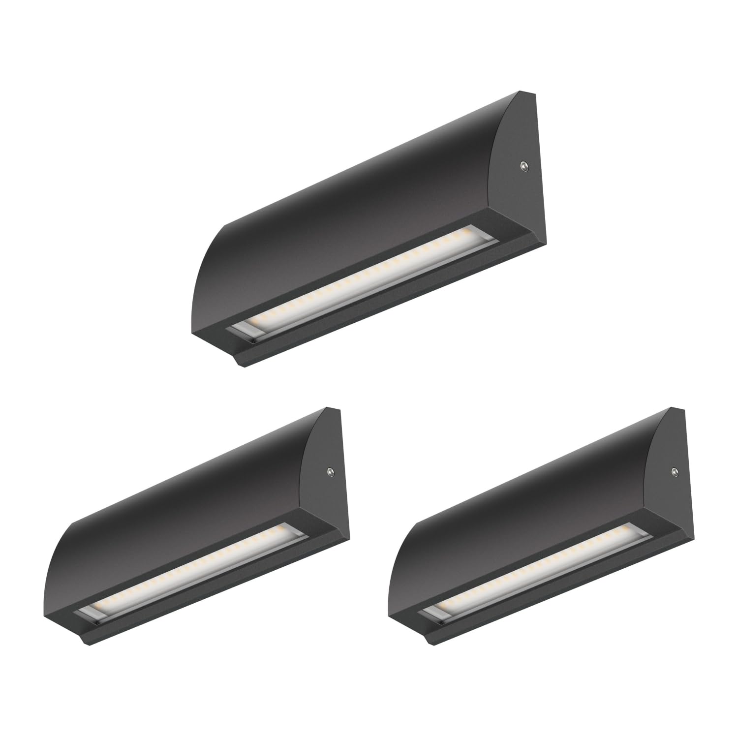 ledscom.de 3 LED wall Light/Staircase Light SEGIN for Outdoors, IP54, Flat, Downlight, Black matt, Angular, 6.2 W, 566lm, Warm White