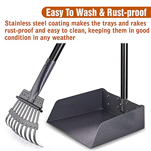 EXPAWLORER Large Dog Pooper Scooper Pet Metal Poop Tray and Rake with