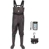 TIDEWE Chest Waders for Men Women, Waterproof Fishing Waders | Waterproof 420D 2-Ply Nylon/PVC, Lightweight Bootfoot Hunting Waders, Adjustable Suspenders, Boot Hanger