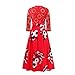 Women's Vintage 1950s 3/4 Sleeve Lace Floral Printed Cocktail Evening Dress